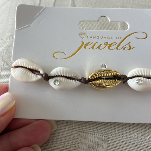 NWT Gold and Cream SHELL Bracelet adjustable / ankle summer beach - Picture 3 of 4